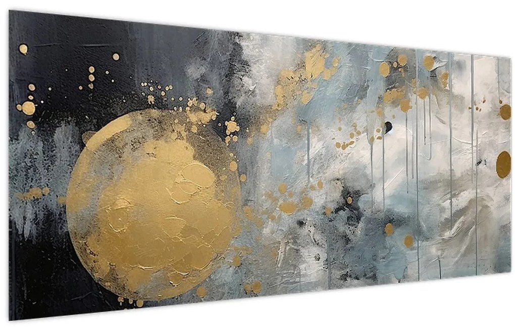 Obraz - Abstrakcia so zlatou guľou (120x50 cm)