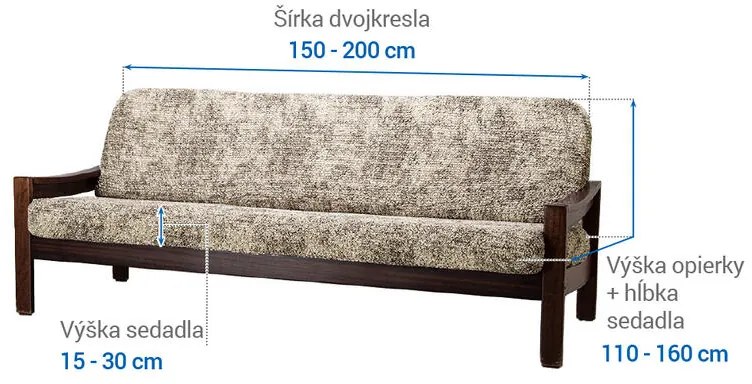 Bielastické poťahy MARMO béžové trojkreslo s drevenými rúčkami (š. 150 - 200 cm)