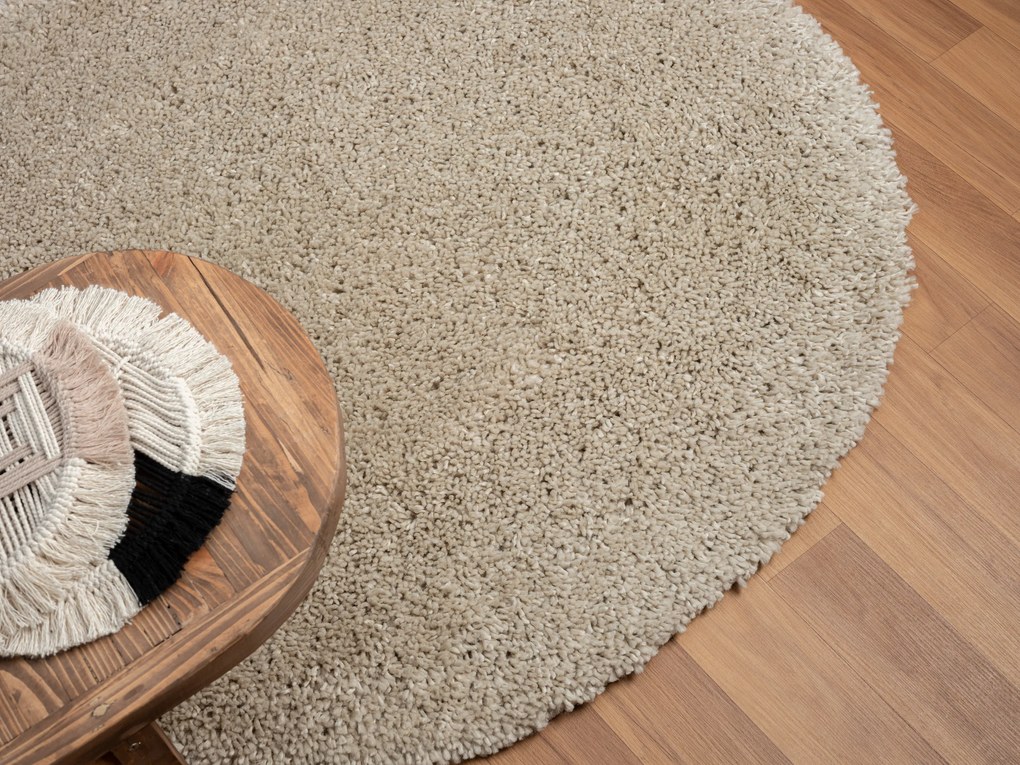 My Flair, Kusový koberec My Shaggy beige kruh, 150x150 (priemer) kruh, béžová, chodba / predsieň