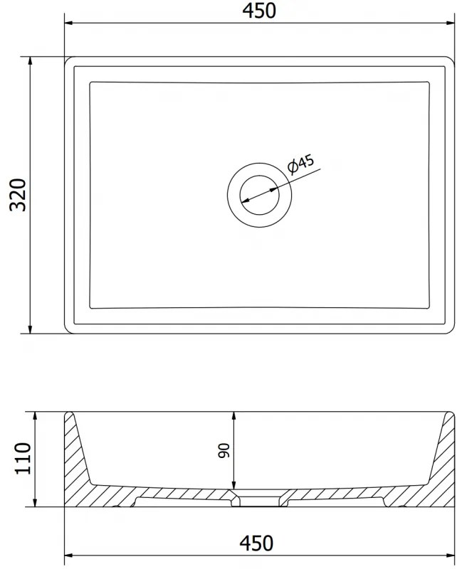 Mexen Goya, umývadlo na dosku 45 x 32 cm, svetlá šedá matná, 22184561