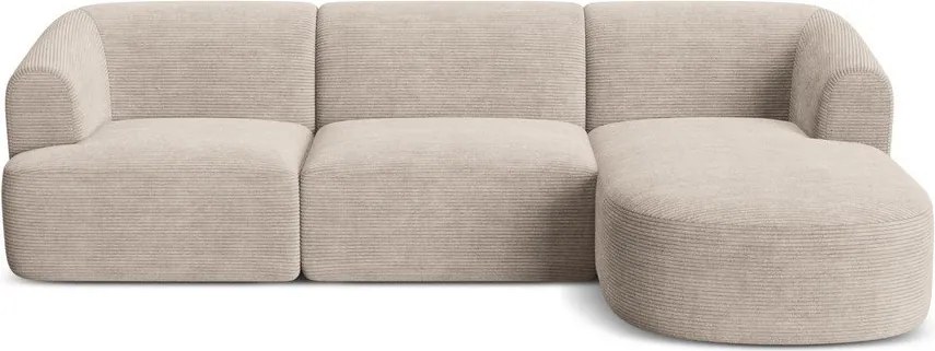 Svetlohnedá menčestrová rohová pohovka (pravý roh/s leňoškou) Campi – Cosmopolitan Design