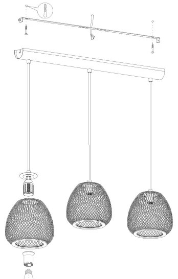 Eglo 43266 - Luster na lanku DEMBLEBY 1 3xE27/40W/230V