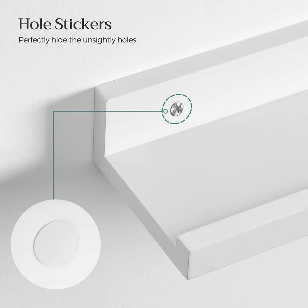 Súprava nástenných políc 3 ks, lesklý povrch, 38 x 10 cm, biele