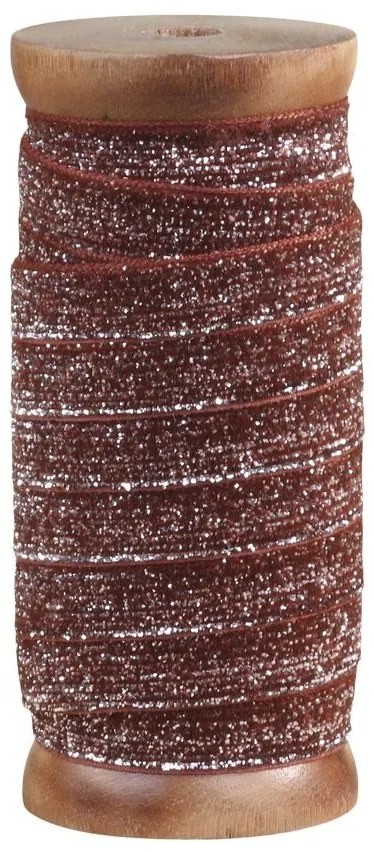 Čokoládová zamatová stuha s trblietkami na cievke Ribbon - 12mm * 5 m