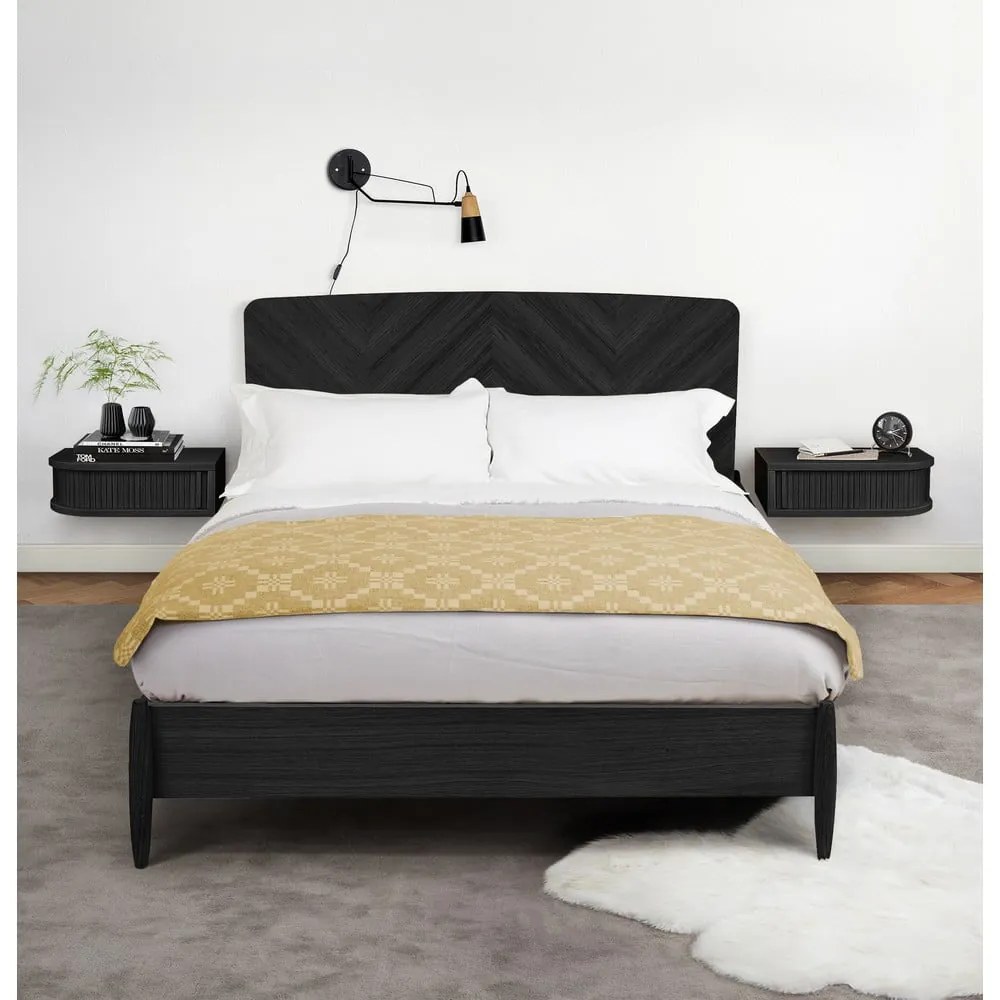 Čierny nočný stolík v dekore duba Farsta - Woodman