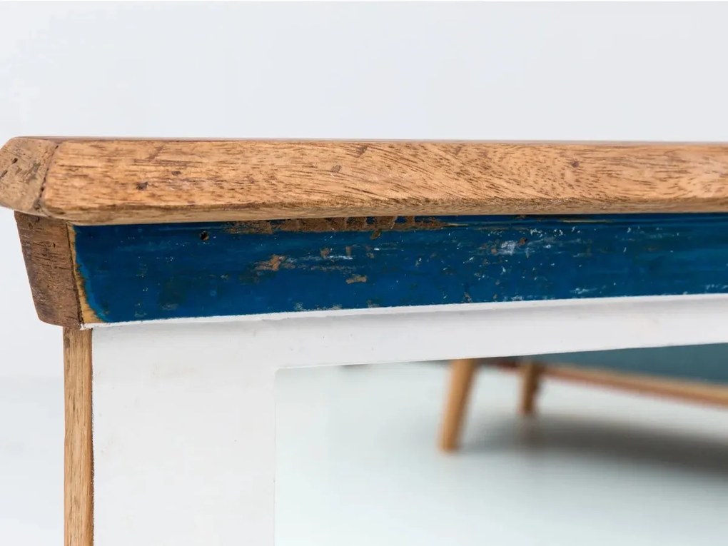 furniture-nabytek.cz - Masívne kúpeľňové zrkadlo Perth z recyklovaného dreva, lakované, biele / hnedé – 70×14×70 cm