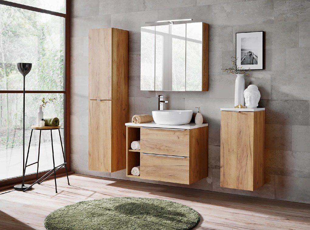 Comad Doplnková kúpeľňová skrinka vysoká Capri Oak 35 dub zlatý craft
