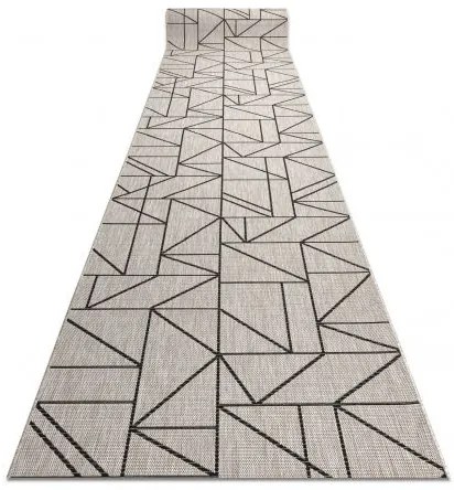 Behúň SIZAL FLOORLUX model 20605 TROJUHOLNÍK , GEOMETRICKÝ strieborná / čierna Veľkosť: 80 cm