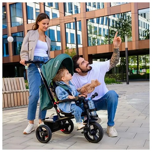 Lionelo - Detská trojkolka HAARI zelená/čierna