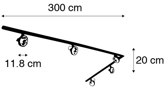 Koľajnicový systém s 5 bodovými svetlami čierny 1-fázový - Go