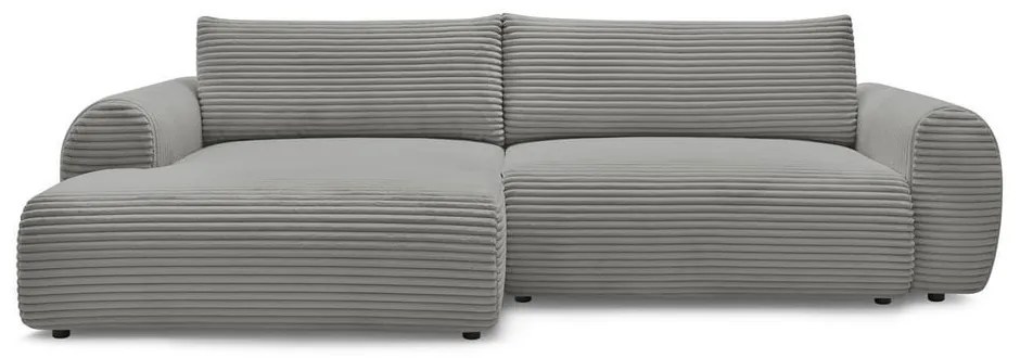 Tmavosivá menčestrová rozkladacia rohová pohovka (ľavý roh) Lucien – Bobochic Paris