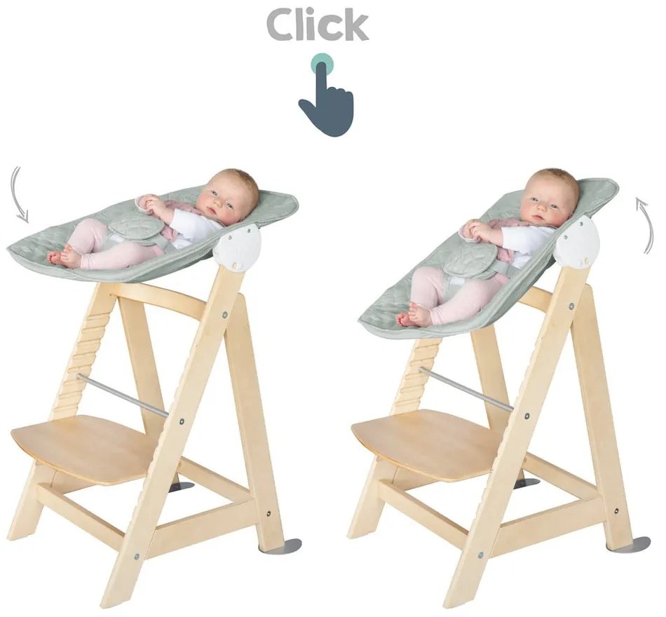 Jedálenská stolička vo svetlozeleno-prírodnej farbe Style Born Up 2in1 – Roba