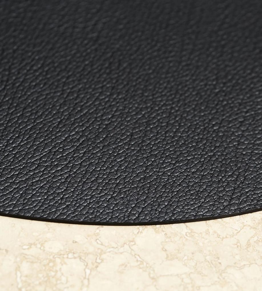 Kožený koberec Circle – čierny