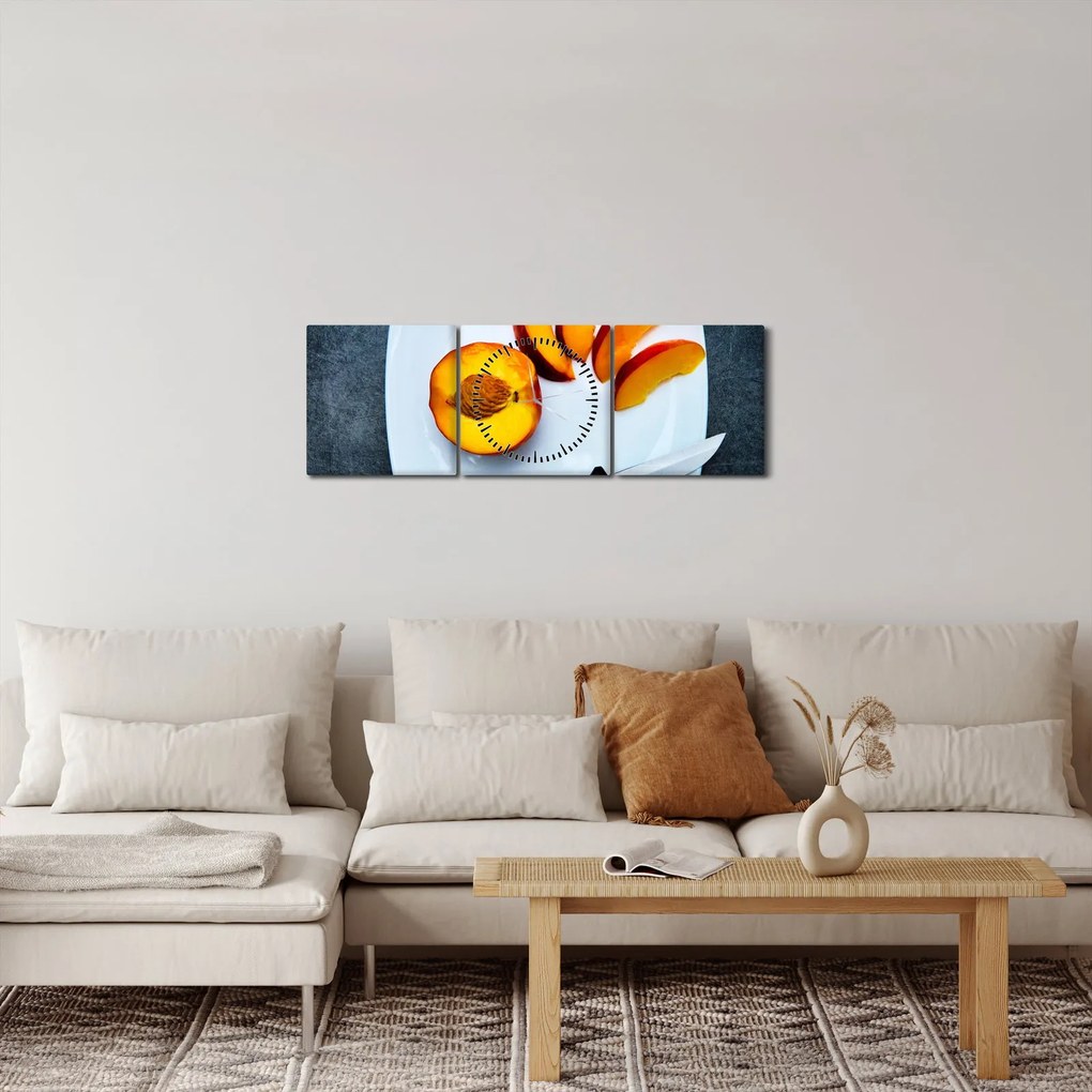 Obraz broskyne (s hodinami) (90x30 cm)