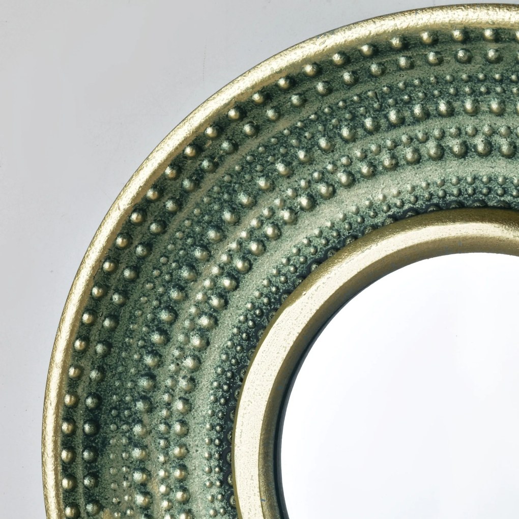 Kulaté nástěnné zrcadlo DAZ 29 cm zelené