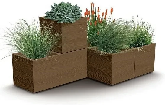 Kvetináč MADERA SQUARE ECO WOOD 38,5 cm , hnedý, L