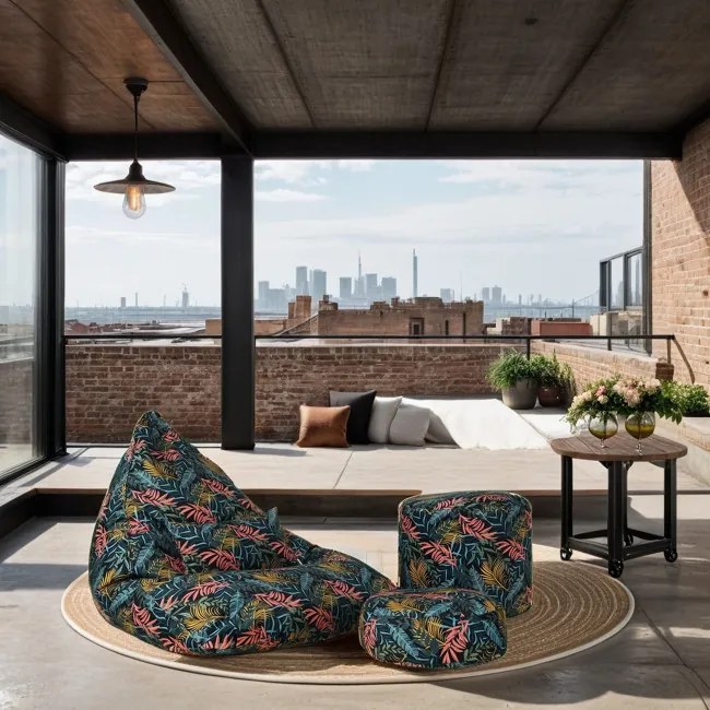 Sedací vak Drop XXL farebné listy