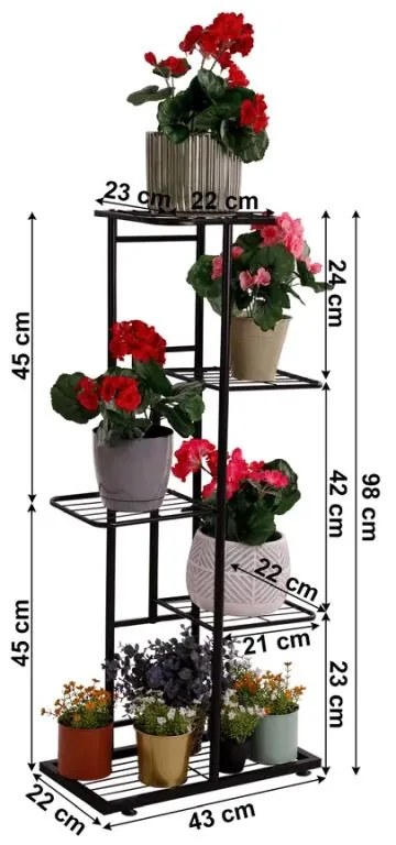 Kondela Kovový stojan na kvety, tmavosivý kov, BAMIR TYP 1