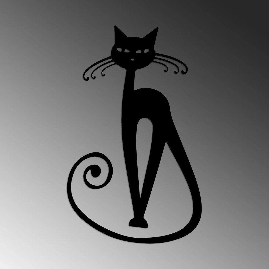 Nástenná kovová dekorácia Cat 6 čierna