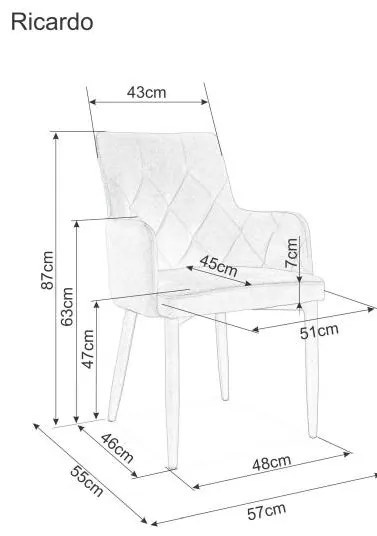 Jedálenská stolička RICARDO VELVET zelená