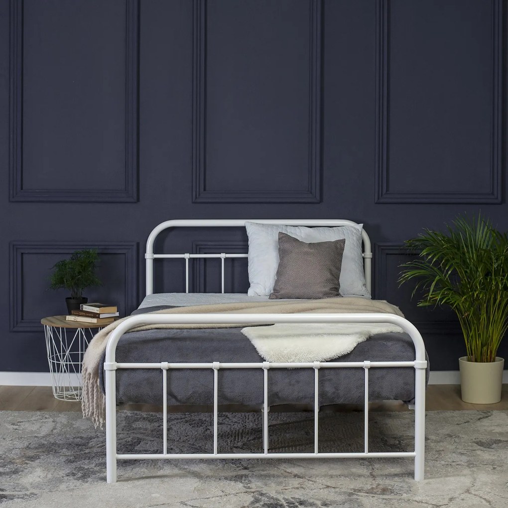 Kovová manželská posteľ Pablo 120x200 biela