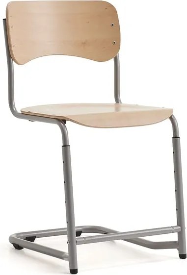 Študentská stolička ELEVATE, nastaviteľná výška: 460–520 mm, strieborná/breza
