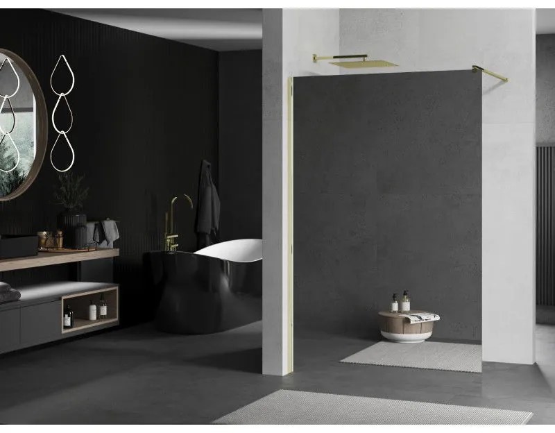 Mexen Kioto sprchová zástena 70x200 cm 8 mm, zlatý profil, sklo efekt zrkadla, 800-070-101-50-50