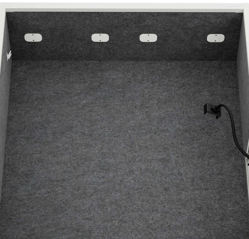 Akustická kabína SALLY MentalBox 1150 mm – biely korpus, tmavosivé sedadlo