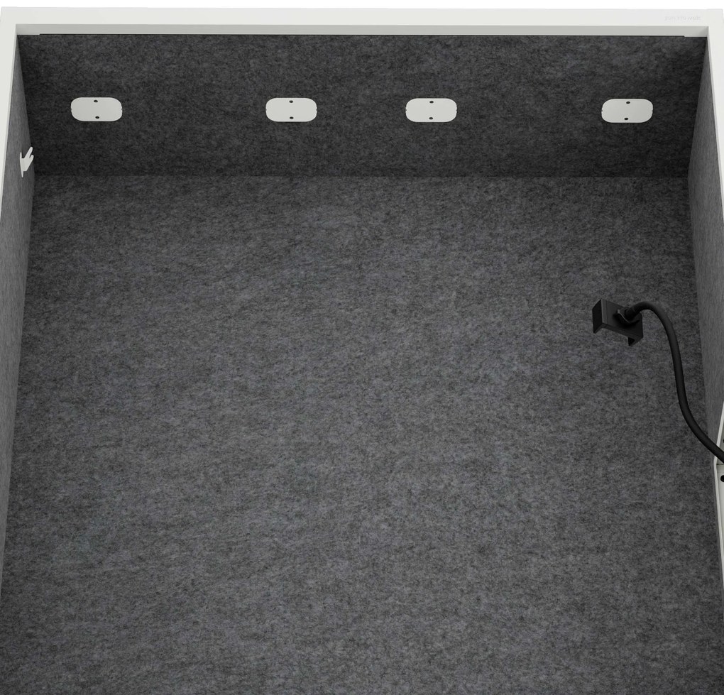 Kancelárska akustická kabína so sedadlom a portom USB-C, telo v biely / sedák tmavosivá v zelenej farbe, 1150 mm: SALLY MentalBox