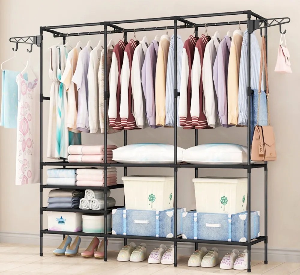 Otvorená šatníková skriňa SYNTIA 160 cm čierna