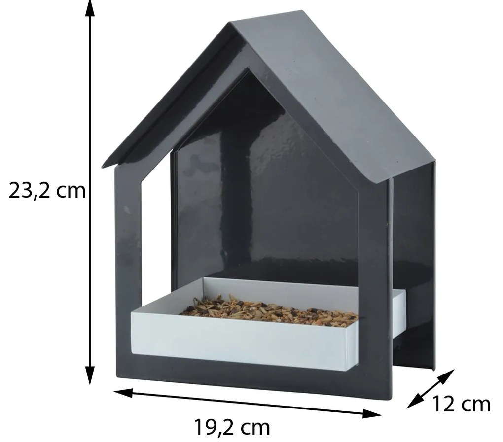 Kŕmidlo pre vtáky Easy, 23x19x12 cm, kov, čierna