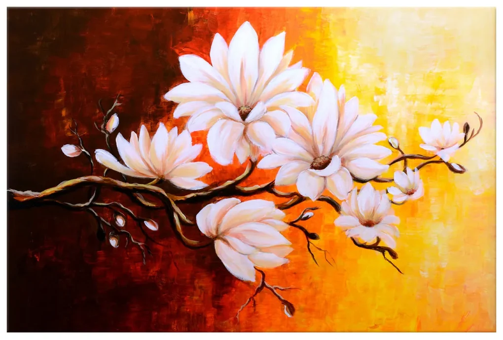 Gario Ručne maľovaný obraz Farebné magnólie Rozmery: 100 x 70 cm