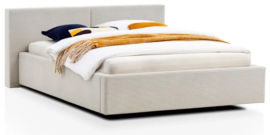 Béžová čalúnená dvojlôžková posteľ bez roštu 140x200 cm Cube – Meise Möbel