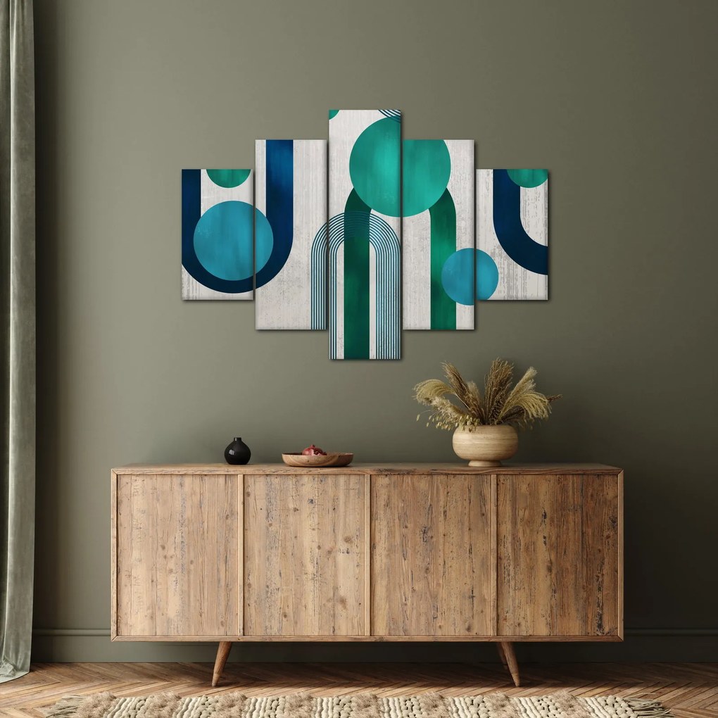 Obraz - Čiary a kruhové tvary (150x105 cm)