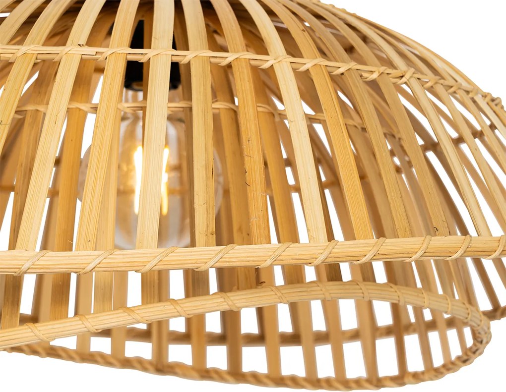 Orientálne závesné svietidlo čierne s prírodným bambusom 62 cm - Pua