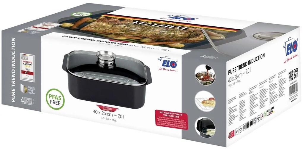 Elo 82660 Pekáč so skleneným poklopom aaromatickou rukoväťou Pure Trend 40 x 26 cm