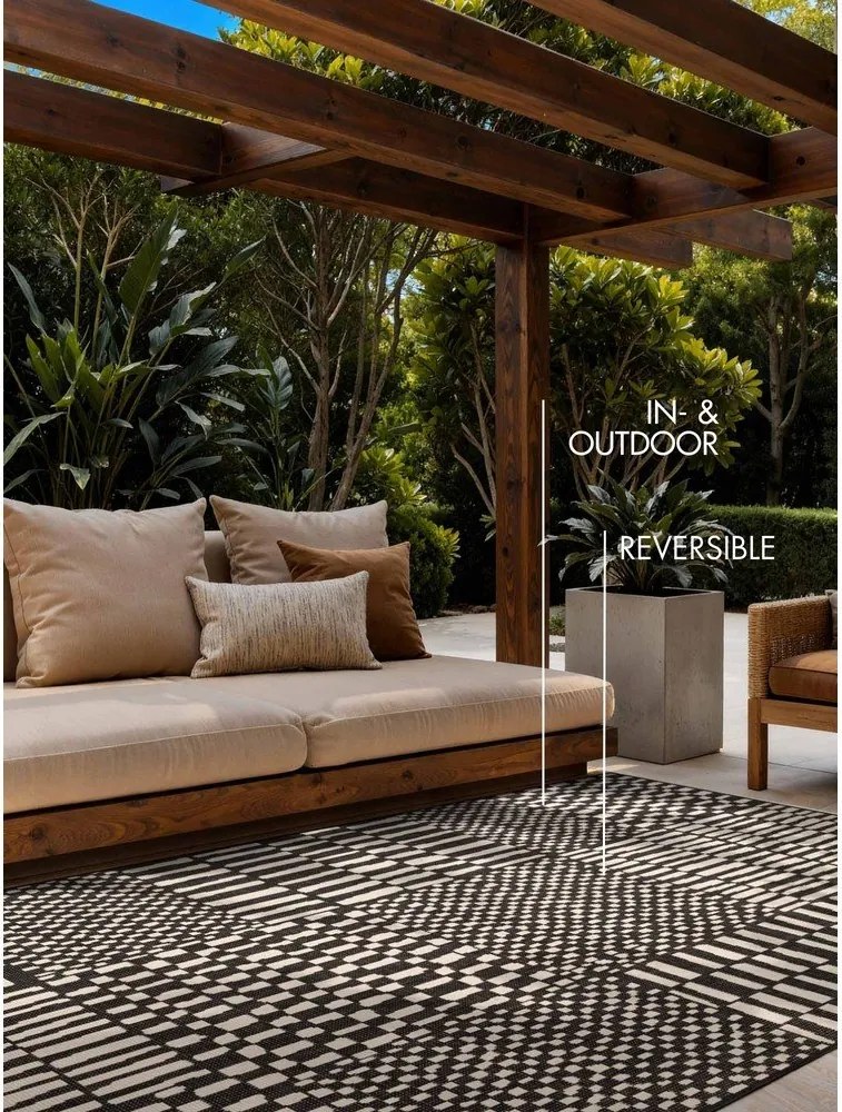 Čierny/krémový vnútorný a vonkajší koberec 160x230 cm Haringey Barkham – Ted Baker