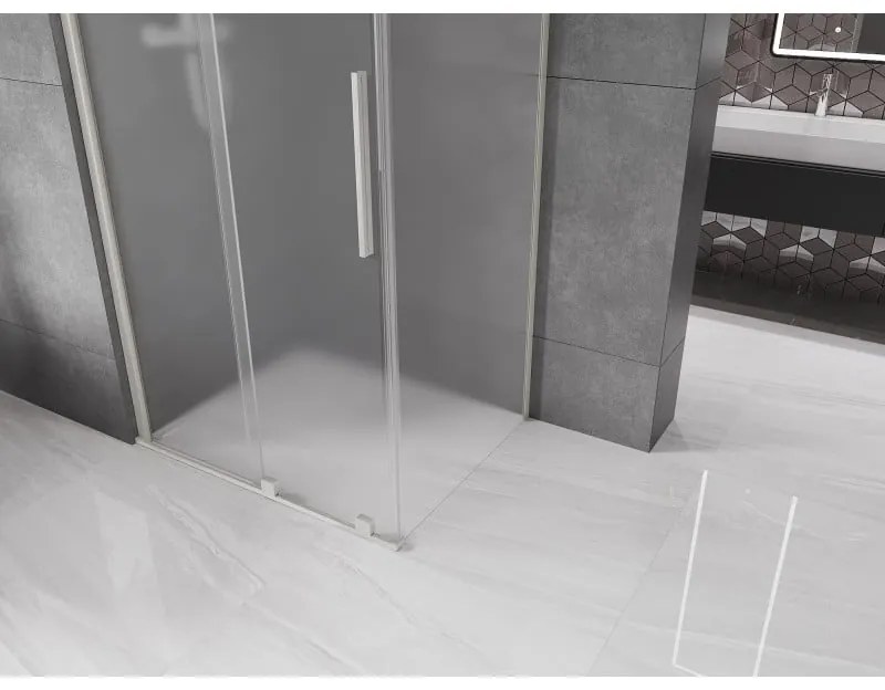 Mexen Velar, sprchový kút s posuvnými dverami 120 x 80 cm, 8mm sklo námraza, brúsená oceľ, 871-120-080-31-97