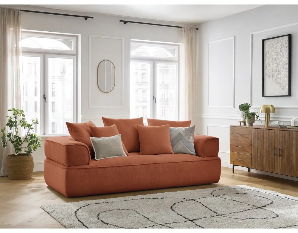 Terakotová ženilková pohovka 237 cm Whesley – Bobochic Paris