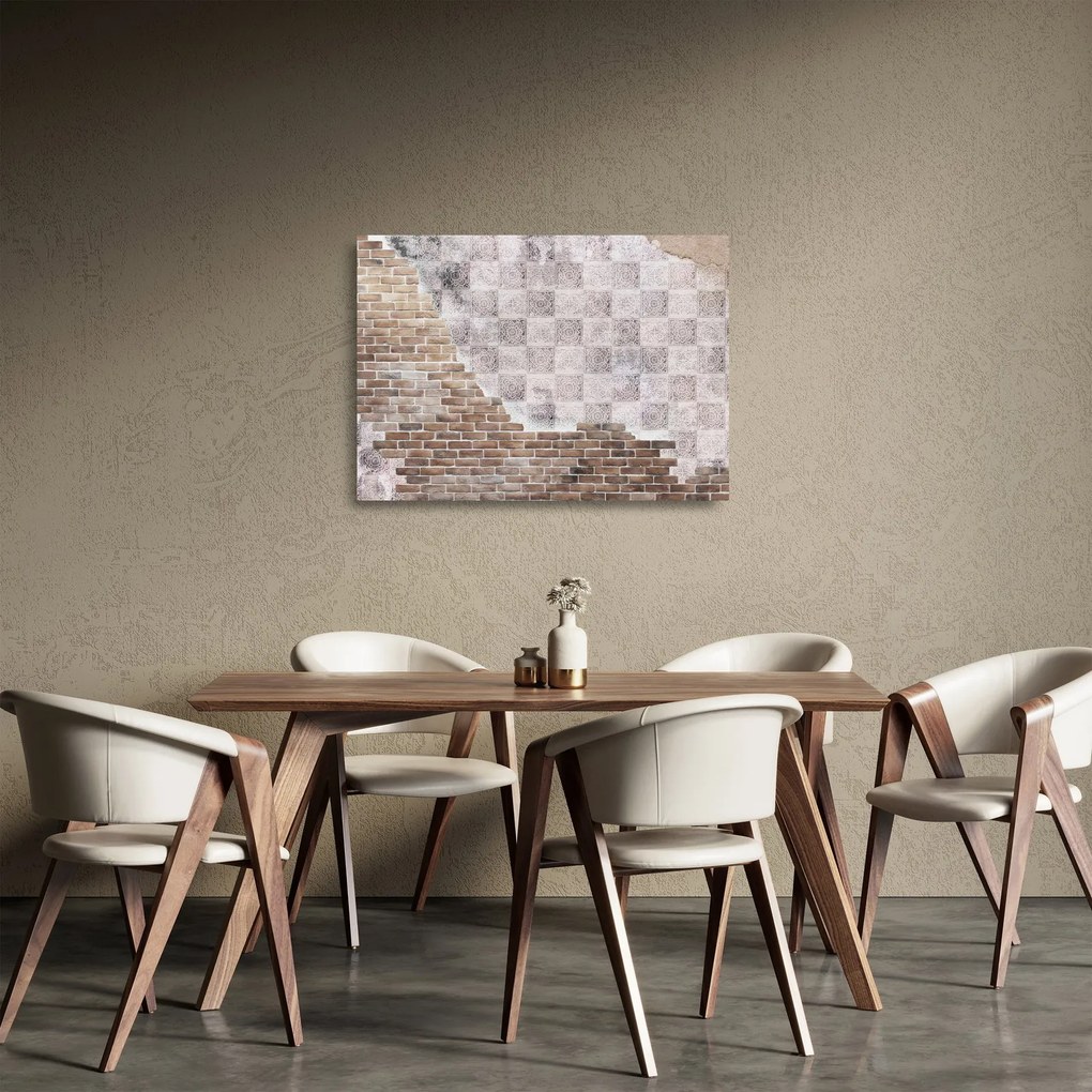 Sklenený obraz - Tehlový múr (70x50 cm)
