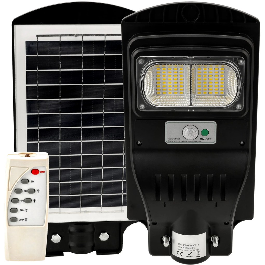 BERGE Solárna pouličná LED lampa MARAKESZ - 30W - PIR