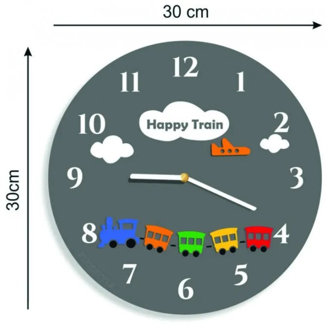 Nástenné hodiny pre deti vlak | SENTOP FL-Z97-ORANGE-2004 X0052