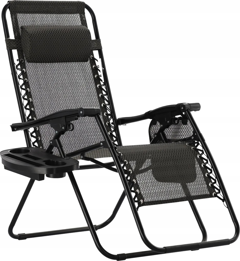 CH Záhradné skladacie relaxačné kreslo Zero II – čierna
