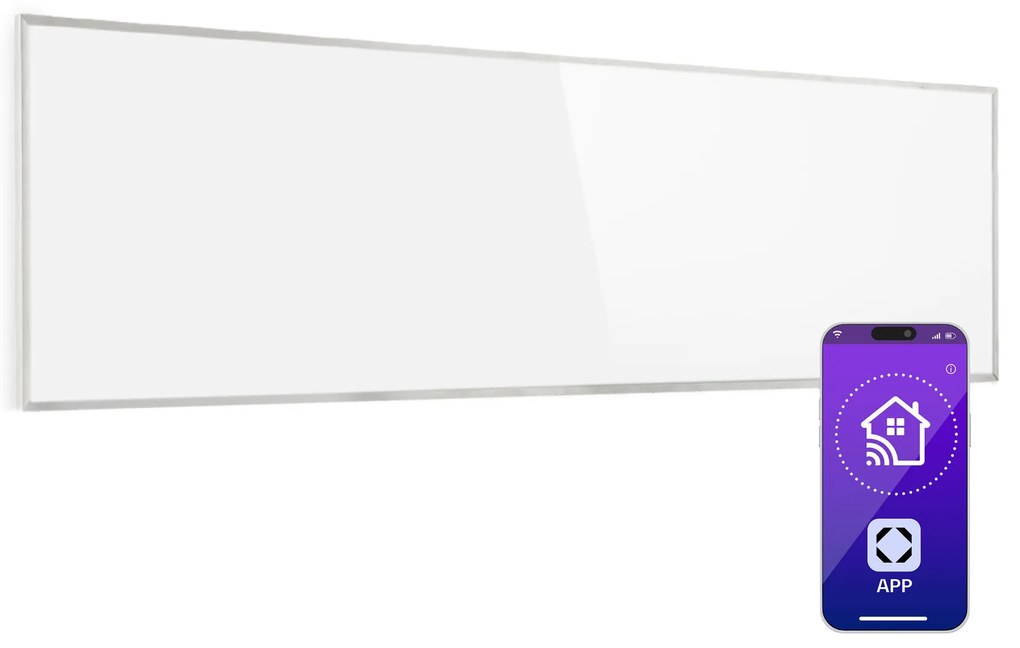 Klarstein Wonderwall 300 Smart, infračervený ohrievač, 30 x 100 cm, 300 W, týždenný časovač, IP24, biely