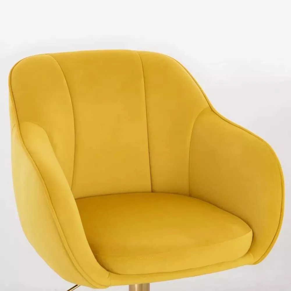 LuxuryForm DESIGN Stolička AVOLA VELUR na striebornom tanieri - žltá