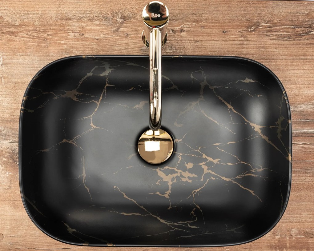 Rea Belinda Marble, umývadlo na dosku 47 x 34 cm, čierna matná, REA-U8908