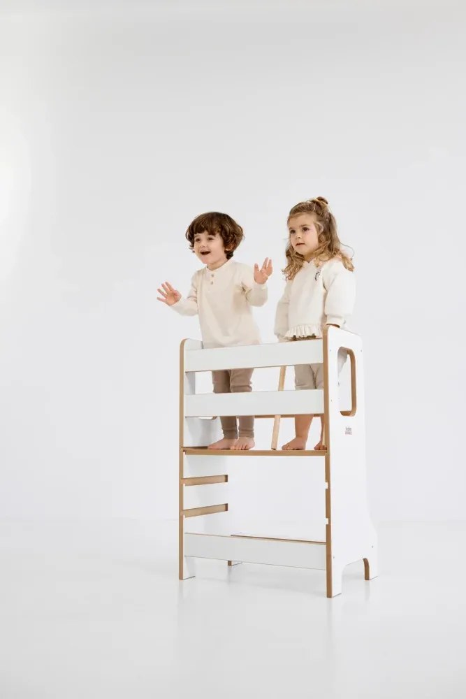 Učiaca veža Montessori pre súrodencov biela