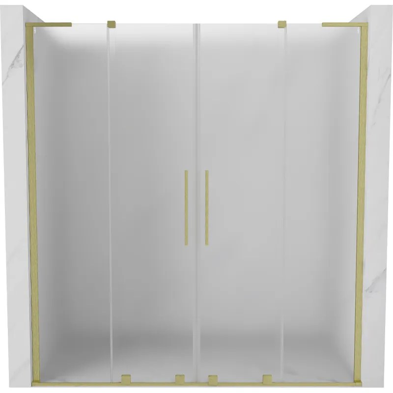 Mexen Velar L Duo, posuvné sprchové dvere do otvoru 180 cm, 8mm sklo námraza, zlatá matná, 871-180-003-32-55