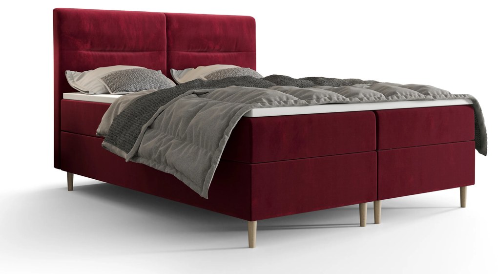 Manželská posteľ Boxspring 180 cm Saruta (bordová) (s matracom a úložným priestorom). Vlastná spoľahlivá doprava až k Vám domov. 1056357
