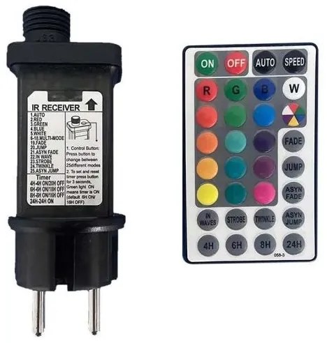 LED RGB Vonkajšia reťaz STRING 13 m 15xLED/0,5W/230V IP44